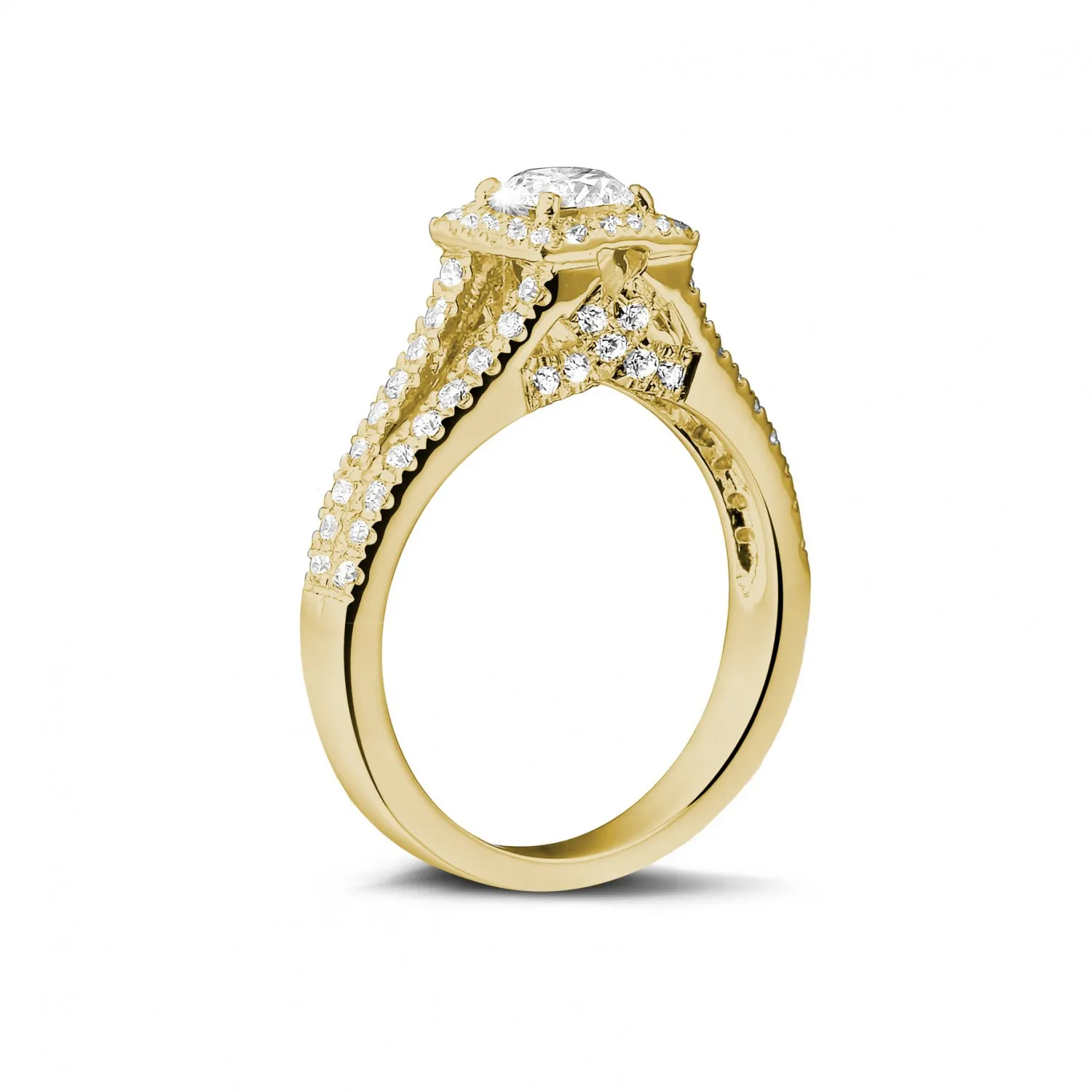 0.50 quilates anillo de oro amarillo de diamantes con diamantes en los lados 