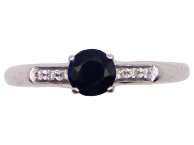 Anillo MAUBOUSSIN "Gran palabra de amor" zafiro, Diamantes de oro blanco 750%O Azul oscuro Hardware de plata 