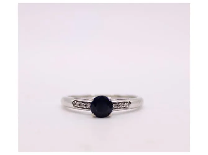 Anillo MAUBOUSSIN "Gran palabra de amor" zafiro, Diamantes de oro blanco 750%O Azul oscuro Hardware de plata 