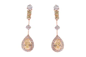 Aretes Chromatic grandeurs FANCY YELLOW - Oro 18k rosa - diamantes amarillos