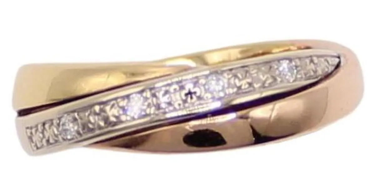 Autre Marque anillo 3 oros 750%o estilo anillos entrelazados y diamantes Gold hardware 