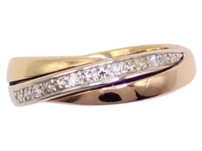 Autre Marque anillo 3 oros 750%o estilo anillos entrelazados y diamantes Gold hardware 