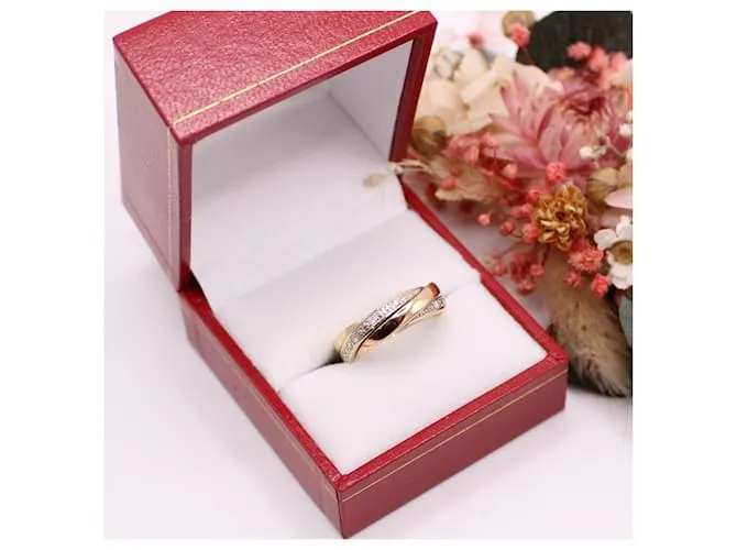 Autre Marque anillo 3 oros 750%o estilo anillos entrelazados y diamantes Gold hardware 