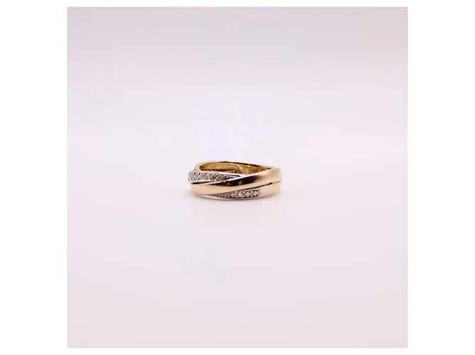 Autre Marque anillo 3 oros 750%o estilo anillos entrelazados y diamantes Gold hardware 