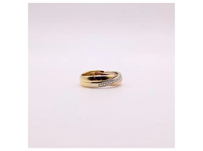 Autre Marque anillo 3 oros 750%o estilo anillos entrelazados y diamantes Gold hardware 