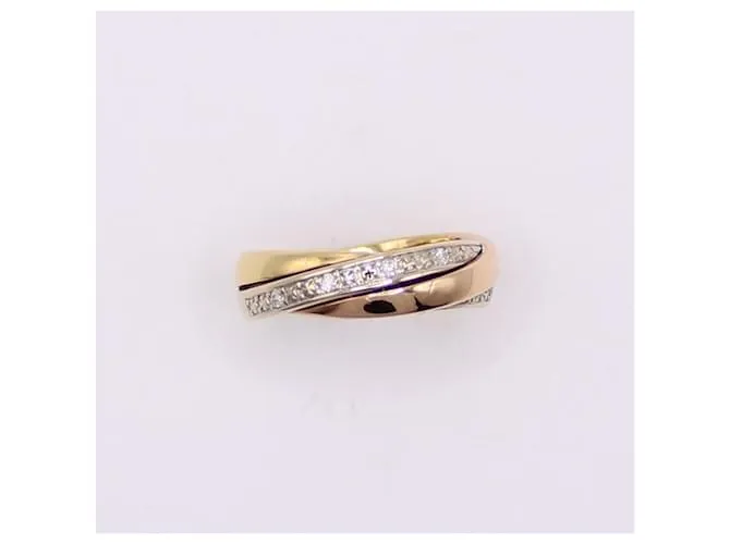 Autre Marque anillo 3 oros 750%o estilo anillos entrelazados y diamantes Gold hardware 