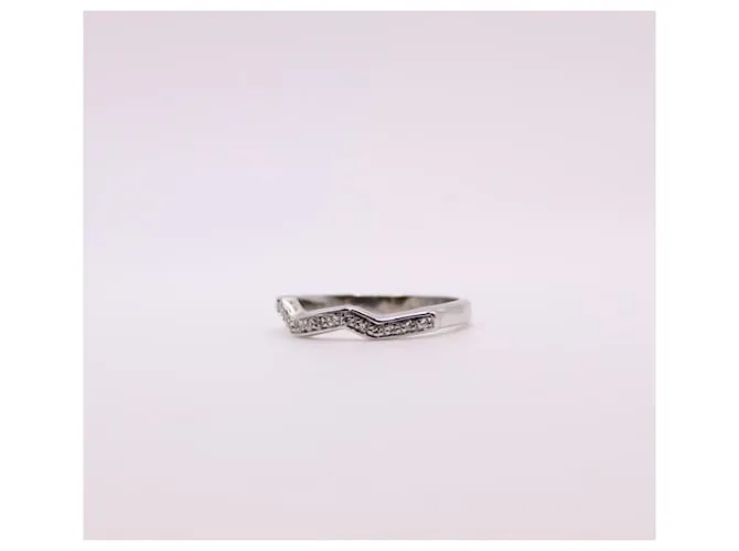 Autre Marque Anillo de oro blanco con motivo de ondas y diamantes 750%O Hardware de plata 