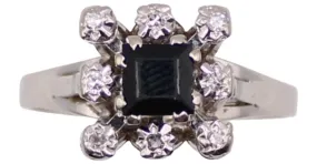 Autre Marque Anillo de oro blanco con zafiros y margaritas de diamantes 750%O Hardware de plata 