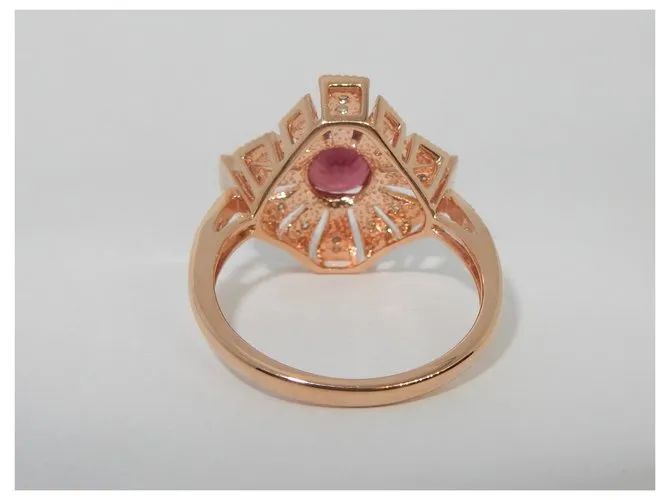 Autre Marque Anillo en bandeja de oro rosa con rubíes y diamantes Roja 