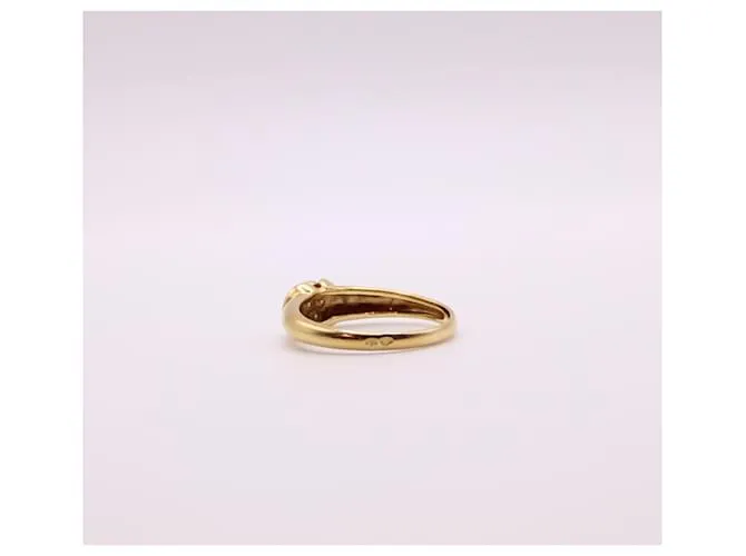 Autre Marque Anillo solitario de oro amarillo con pavé de diamantes 750%O Gold hardware 