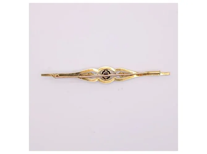 Autre Marque Broche Art Deco engastado con zafiros y diamantes en platino y oro amarillo 750%O Gold hardware 