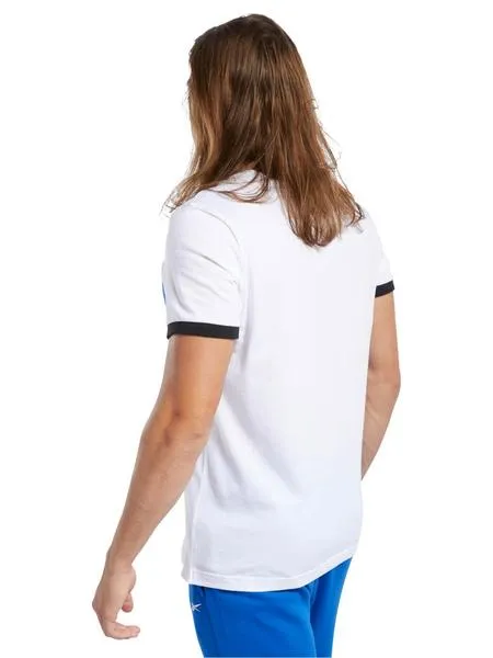 camiseta reebok blanco/azul hombre