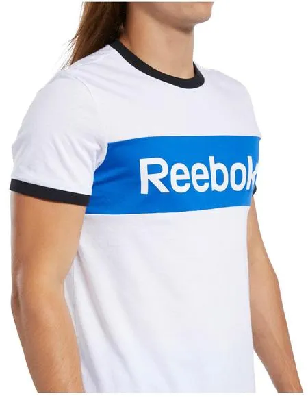 camiseta reebok blanco/azul hombre