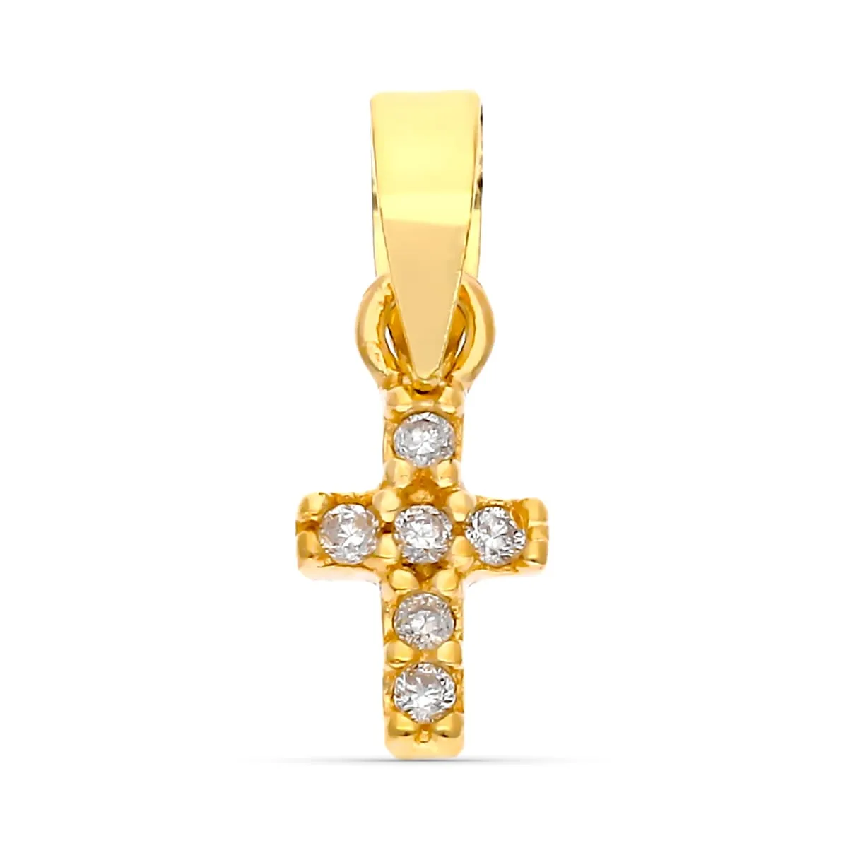 Colgante Oro Blanco 9 Kt. Cruz Con Diamantes