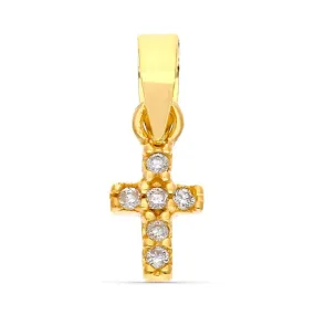 Colgante Oro Blanco 9 Kt. Cruz Con Diamantes