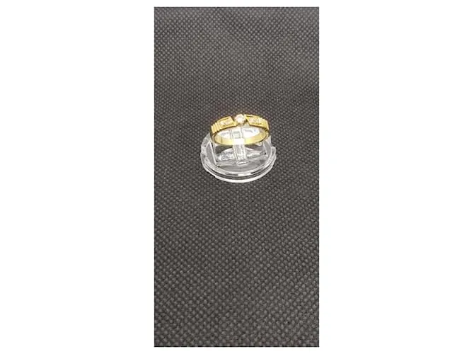 inconnue Anillo solitario de diamantes 0.12 ct + 0.08 CT T 53 Peso 3.70 grs Dorado 