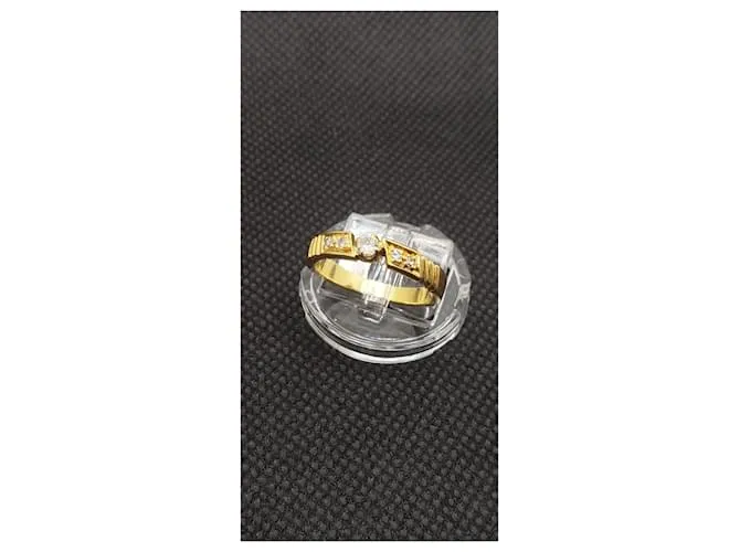 inconnue Anillo solitario de diamantes 0.12 ct + 0.08 CT T 53 Peso 3.70 grs Dorado 