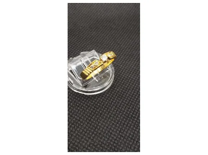 inconnue Anillo solitario de diamantes 0.12 ct + 0.08 CT T 53 Peso 3.70 grs Dorado 