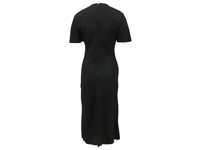 Jil Sander Vestido midi de manga corta con panel de diamantes en acetato negro 