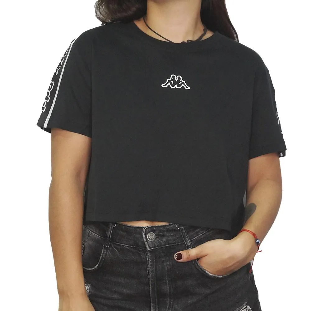 kappa remera mujer -  LOGO TAPE SARIT negro bco