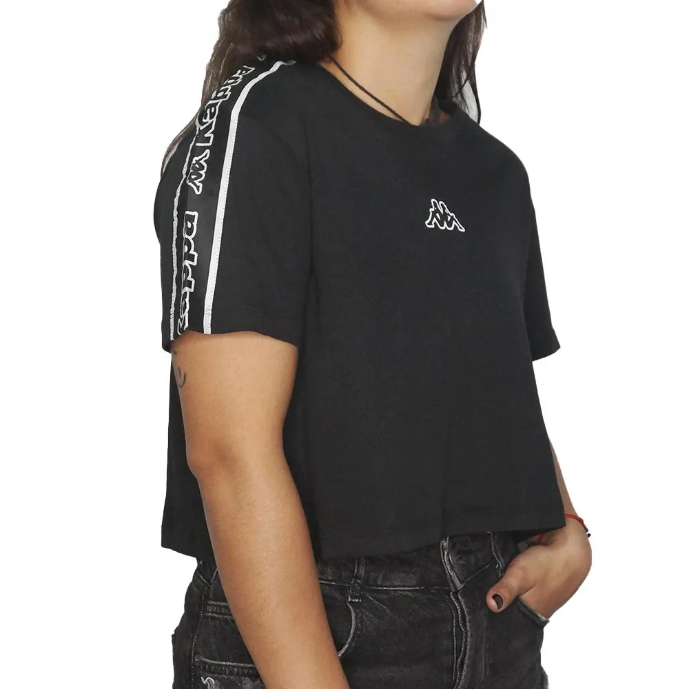 kappa remera mujer -  LOGO TAPE SARIT negro bco