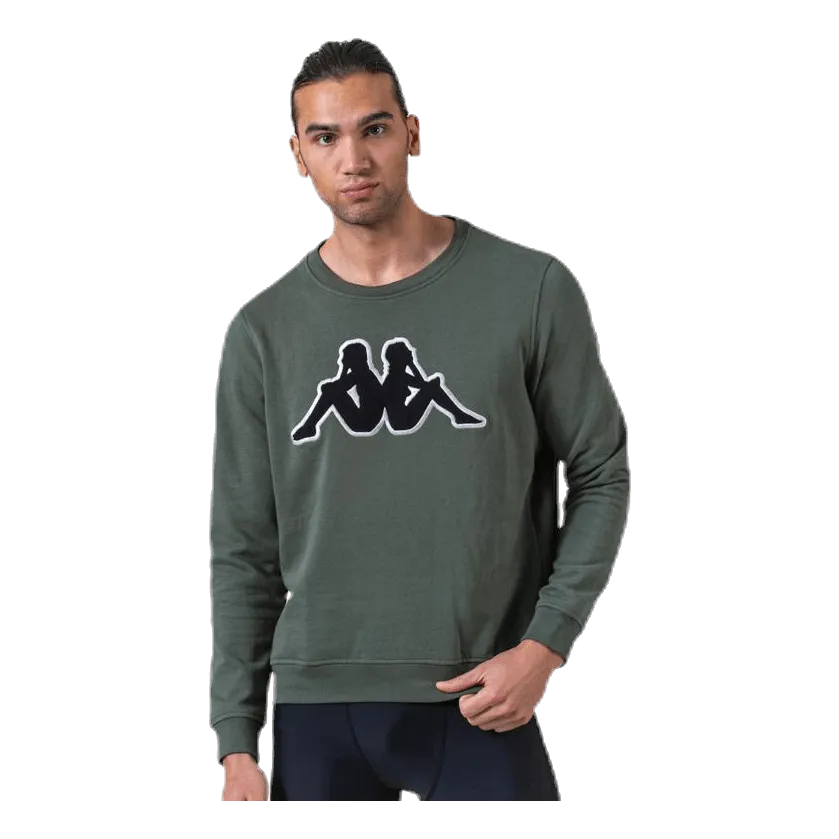 Kappa Sweat RN, Logo Airivit Black/Green