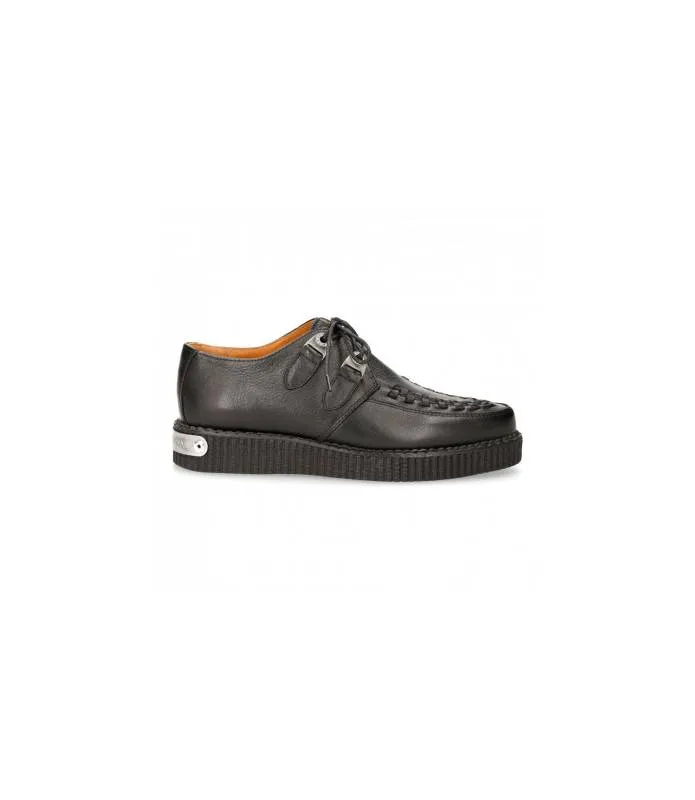 OUTLET PREMIUM - Zapato Negro Piel Original New Rock M.CREEPERS002-S4