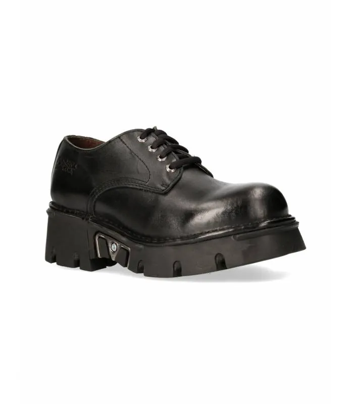 OUTLET PREMIUM - Zapato Negro Piel Suela Alta Original New Rock OUT-M.MILI04-C3