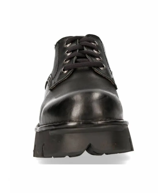 OUTLET PREMIUM - Zapato Negro Piel Suela Alta Original New Rock OUT-M.MILI04-C3