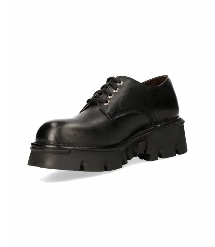 OUTLET PREMIUM - Zapato Negro Piel Suela Alta Original New Rock OUT-M.MILI04-C3