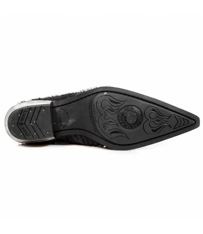 OUTLET PREMIUM -Zapato Negro Punta Piel Escamada Doble Hebilla Original New Rock M.2246-C43