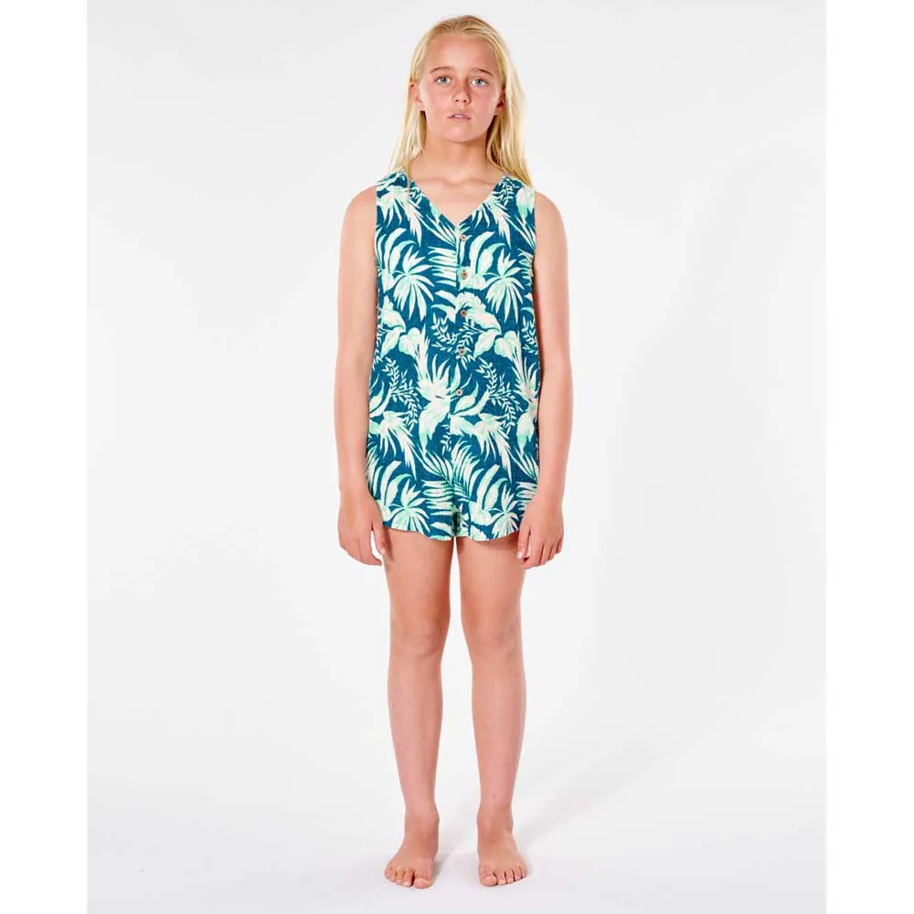 Pelele corto RIP CURL mono playa niña tirantes Sun Rays Romper Dark Teal Ref. JDRAR9 azul/blanco flores tropical