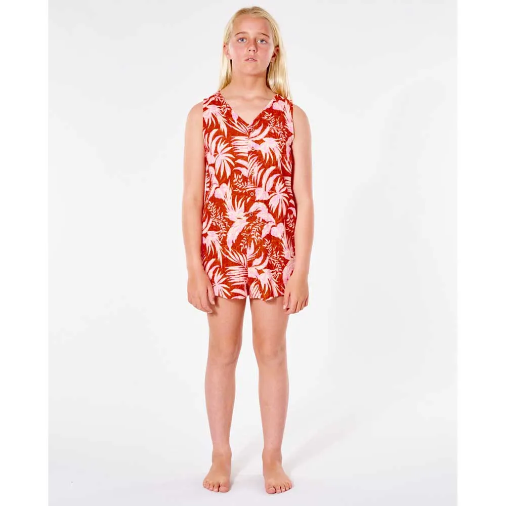 Pelele corto RIP CURL mono playa niña tirantes Sun Rays Romper Red Ref. JDRAR9 rojo/blanco flores tropical