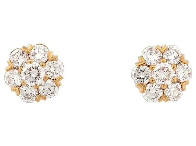 PENDIENTES VAN CLEEF & ARPELS FLEURETTE GM ORO Y DIAMANTES PENDIENTES Dorado 