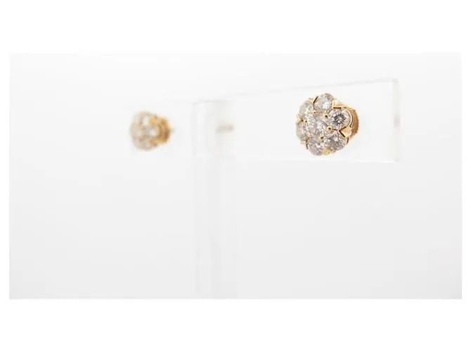 PENDIENTES VAN CLEEF & ARPELS FLEURETTE GM ORO Y DIAMANTES PENDIENTES Dorado 