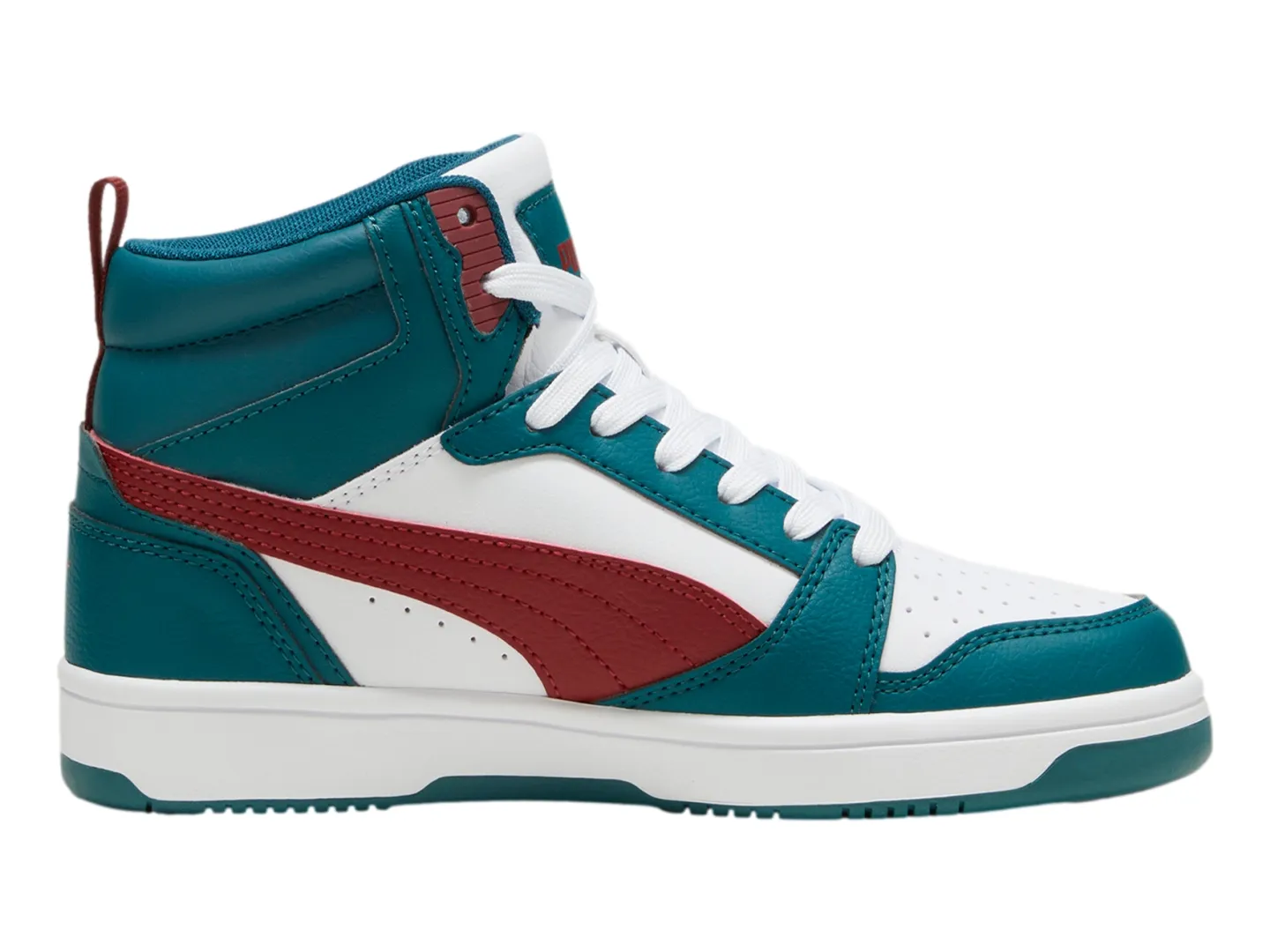 Puma 393831 18 Cold Green-alpine Snow-intense Red Puma Rebound V6 Mid Jr  22-25