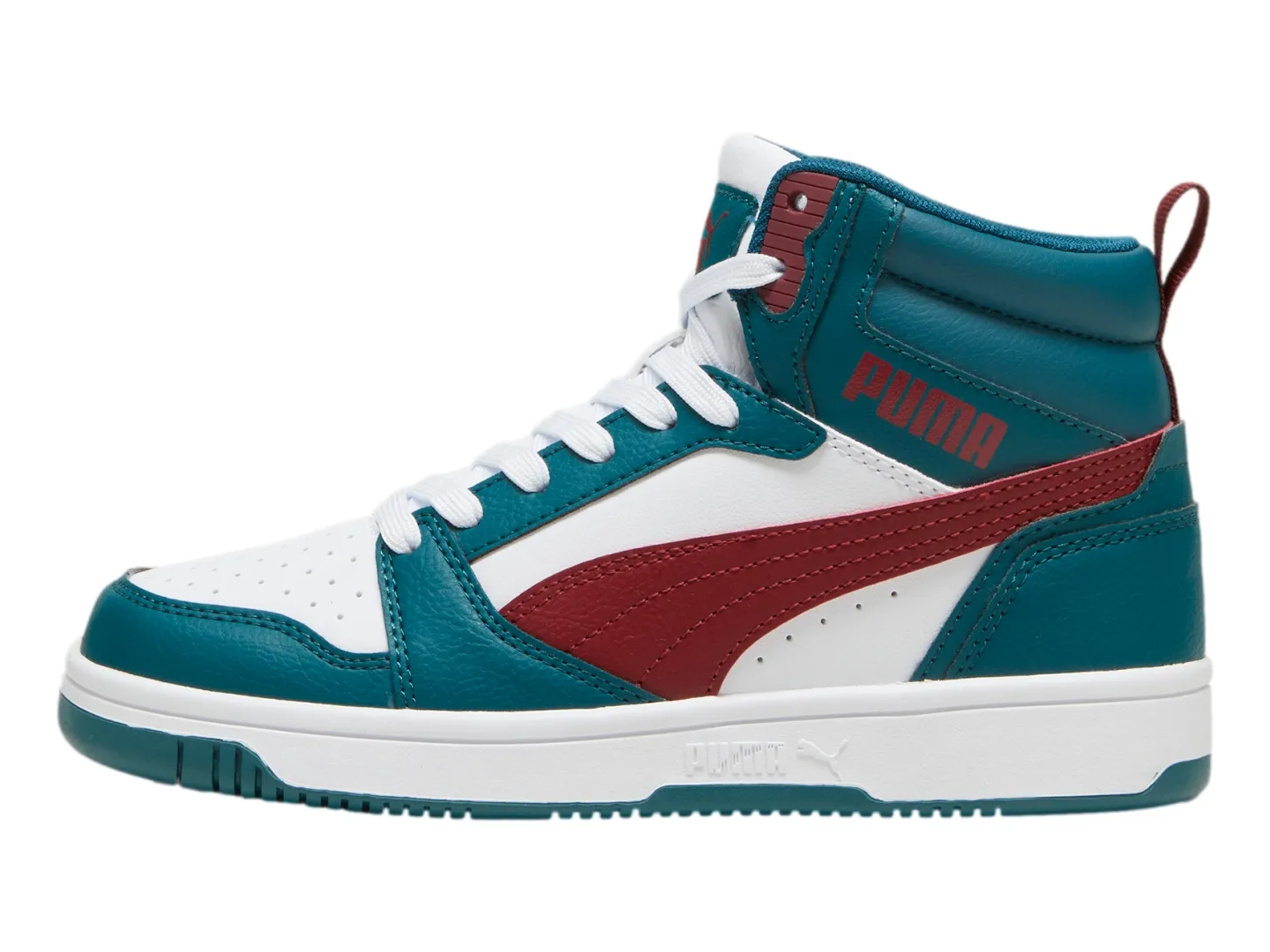 Puma 393831 18 Cold Green-alpine Snow-intense Red Puma Rebound V6 Mid Jr  22-25