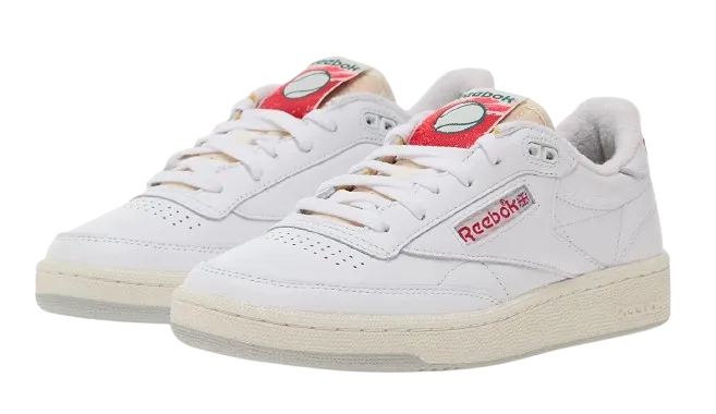 REEBOK CLUB C 85 VINTAGE SNEAKERS WHITE, CHALK & VECTOR RED