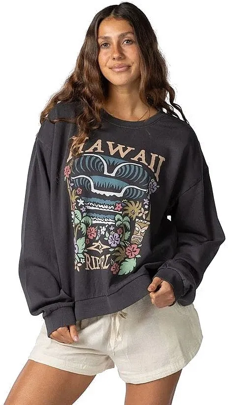 sudadera Rip Curl Tiki Tropic Relaxed Crew - Washed Black - women´s