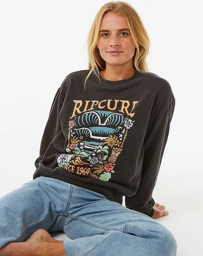 sudadera Rip Curl Tiki Tropic Relaxed Crew - Washed Black - women´s