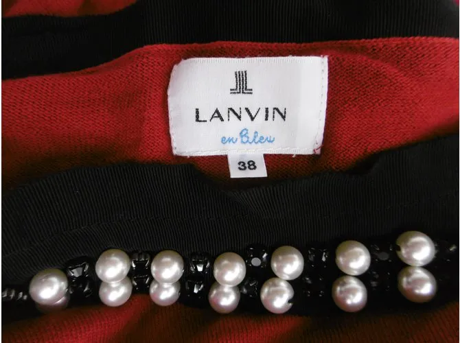 Vestido de puente con adornos de diamantes de imitación de perlas de Lanvin Roja 