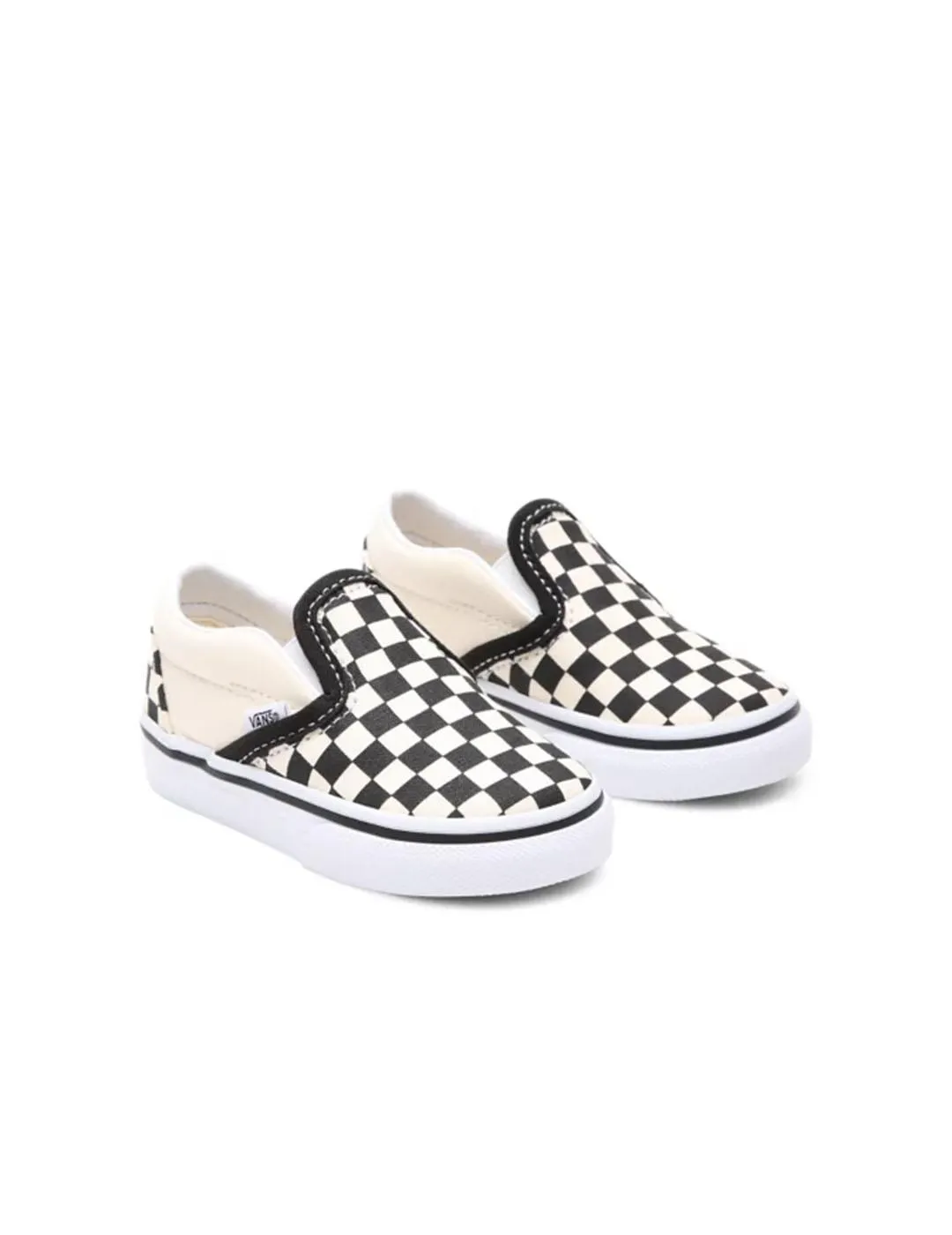 Zapatilla Baby Vans Checkerboard Slip On Blanca Negra