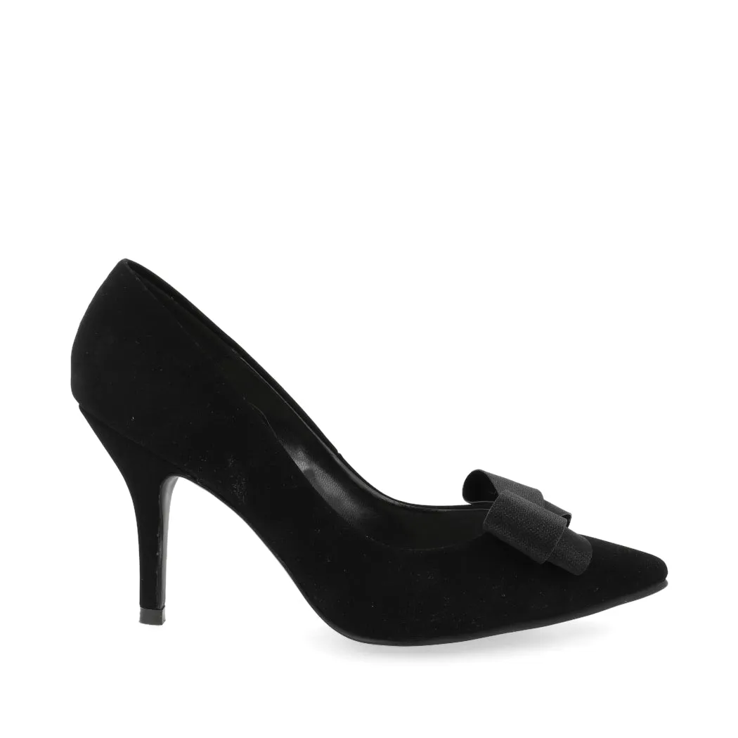 Zapatilla Color Negro con MoÃ±o para Mujer